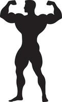 A Minimal Body Builder Pose vector silhouette black color