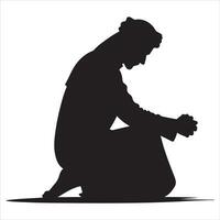 Arab muslim man vector silhouette, a Muslim man pose vector