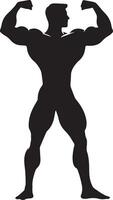 A Minimal Body Builder Pose vector silhouette black color