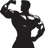 A Minimal Body Builder Pose vector silhouette black color