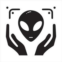 mínimo extraterrestre icono vector silueta negro color