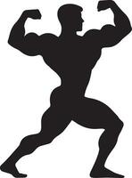 A Minimal Body Builder Pose vector silhouette black color