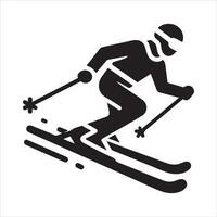 A Skier vector silhouette black color