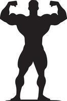 A Minimal Body Builder Pose vector silhouette black color