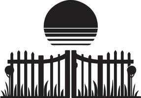 minimal fence vector silhouette, black color silhouette, white background