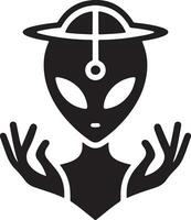 Minimal Alien Icon vector silhouette black color