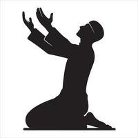 Arab muslim man vector silhouette, a Muslim man pose vector