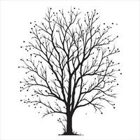 Minimal Autumn Naked Tree vector silhouette