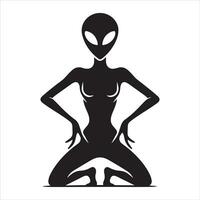 Minimal Alien Icon vector silhouette black color