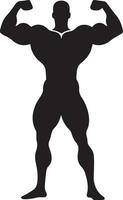 A Minimal Body Builder Pose vector silhouette black color