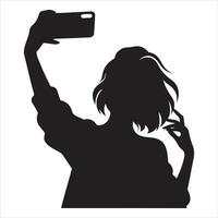 A Female Taking a selfie vector silhouette