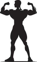 A Minimal Body Builder Pose vector silhouette black color