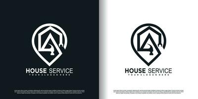 House service logo with creative unique element concept premium vector