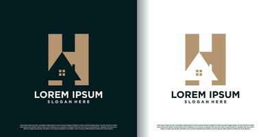 letter H logo design vector with creative house concept premium vector