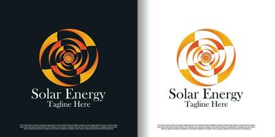 Solar energy logo design with creative concept premium vector