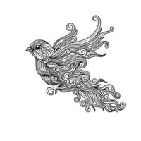 hand drawn ornate sparrow birds vector