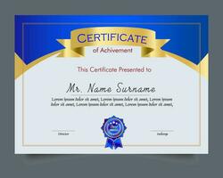 Certificate of achievement template set with gold badge and border, Appreciation and Achievement Certificate Template Design. Elegant diploma certificate template vector