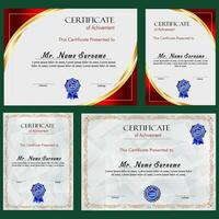 Certificate of achievement template set with gold badge and border, Appreciation and Achievement Certificate Template Design. Elegant diploma certificate template vector