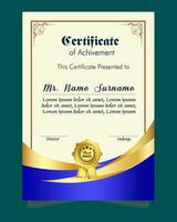 Certificate of achievement template set with gold badge and border, Appreciation and Achievement Certificate Template Design. Elegant diploma certificate template vector