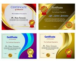 Certificate of achievement template set with gold badge and border, Appreciation and Achievement Certificate Template Design. Elegant diploma certificate template vector