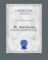 Certificate of achievement template set with gold badge and border, Appreciation and Achievement Certificate Template Design. Elegant diploma certificate template vector