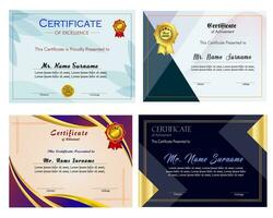 Certificate of achievement template set with gold badge and border, Appreciation and Achievement Certificate Template Design. Elegant diploma certificate template vector