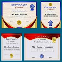 Certificate of achievement template set with gold badge and border, Appreciation and Achievement Certificate Template Design. Elegant diploma certificate template vector