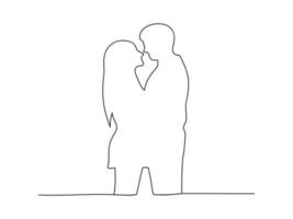 Continuous one line couple isolated vector illustration.