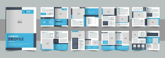 Multipage company profile business brochure design layout, Corporate brochure editable template with cover page, minimalist A4 16 pages brochure design vector