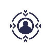 Focus on client icon, customer centricity vector