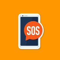 SOS message in a phone vector icon