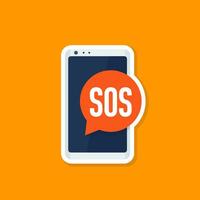 SOS message in a phone vector icon