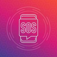SOS message in phone line vector icon