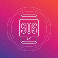 SOS message in phone line vector icon