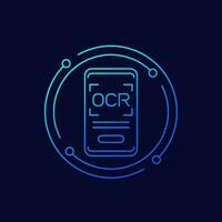 OCR, Optical character recognition line icon with a phone vector