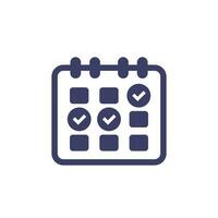 calendario, calendario icono con cheque marcas vector