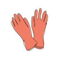 Gloves in one line. Latex gloves as a symbol of protection against viruses and bacteria. A precautionary measure icon. Vector illustration.