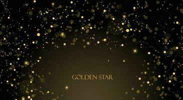 Golden sparkle background design in dark color. vector