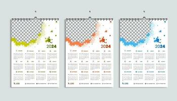 vegetal restaurante 2024 calendario diseño modelo verde naranja azul color concepto conjunto vector