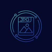 Jpg file icon, linear design vector