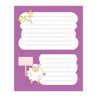 Kids notebook page template. Cute card notes, notepaper, to do list, note, memo, checklist, planner with colorful page. vector