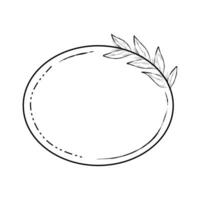 Hand drawn of circle floral frame in minimalist line. For wedding invitation, thank you, greeting card, frame, or border. vector