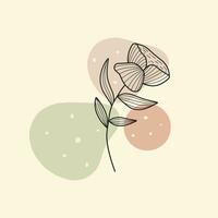 Modern abstract vector illustration with organic various shapes and minimalistic flower line art. Perfect for wall decoration, design printing, textile, wallpaper.