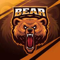 Bear head esport mascot logo design vector