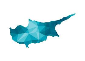 Vector isolated illustration icon with simplified blue silhouette of Republic of Cyprus map. Polygonal geometric style, triangular shapes. White background.