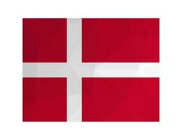 Vector isolated illustration. National Danish flag with red background and white Scandinavian cross. Official symbol of Denmark. Creative design in low poly style