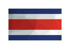 Vector illustration. Official ensign of Costa Rica. National flag with blue, red, white stripes. Creative design in low poly style with triangular shapes