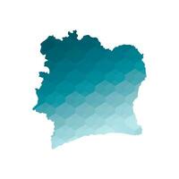 Vector isolated illustration icon with simplified blue silhouette of Ivory Coast,  Cote dIvoire map. Polygonal geometric style. White background.