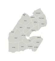 Vector isolated illustration of simplified administrative map of Djibouti. Borders and names of the districts, regions. Grey silhouettes.