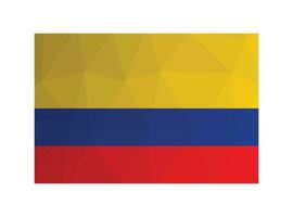 Vector isolated illustration. National Colombian flag with horizontal tricolor of yellow, blue, red. Official symbol of Colombia. Creative design in low poly style. Gradient effect.